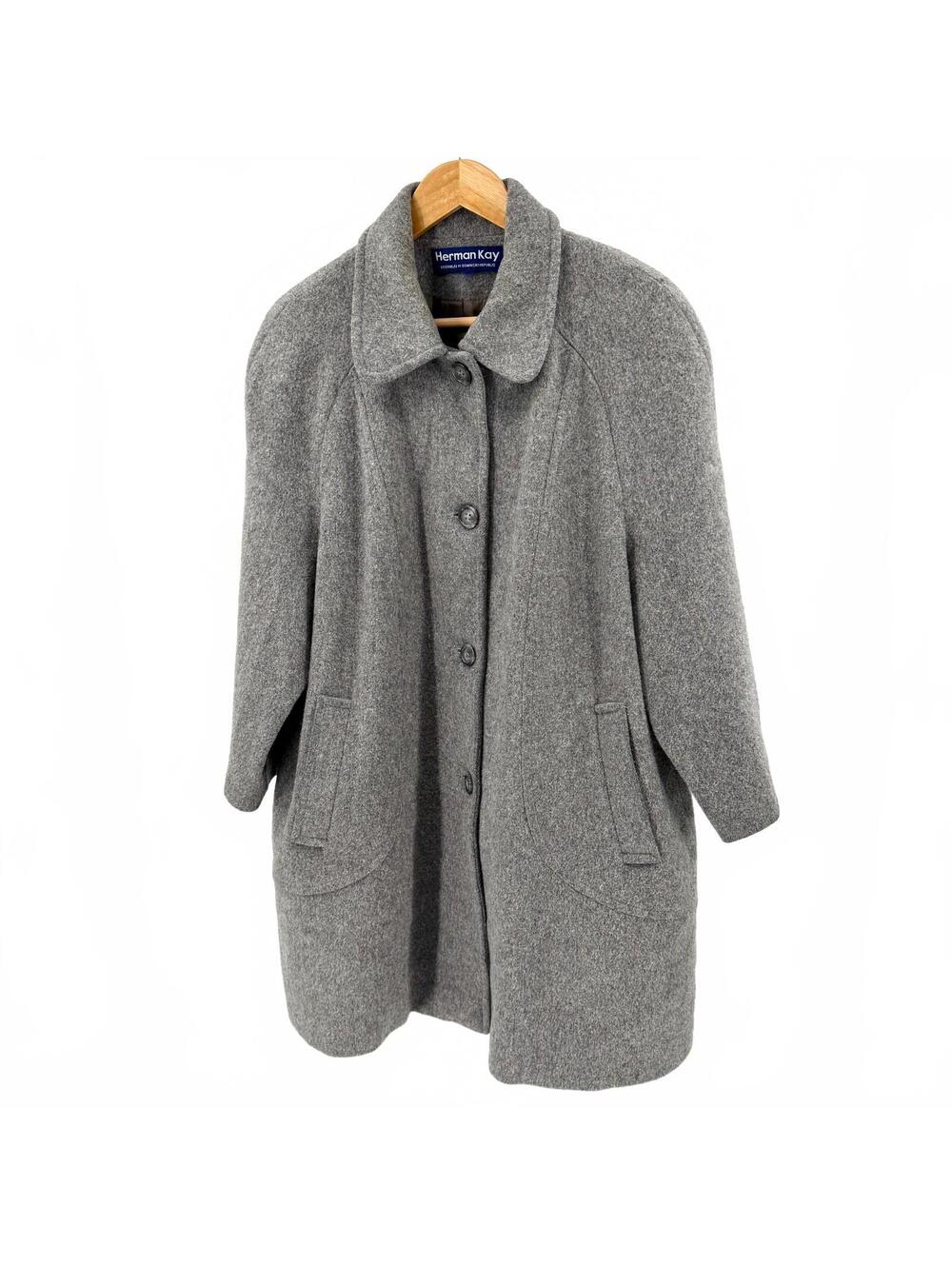 Vintage 90s Herman Kay Gray Swing Coat